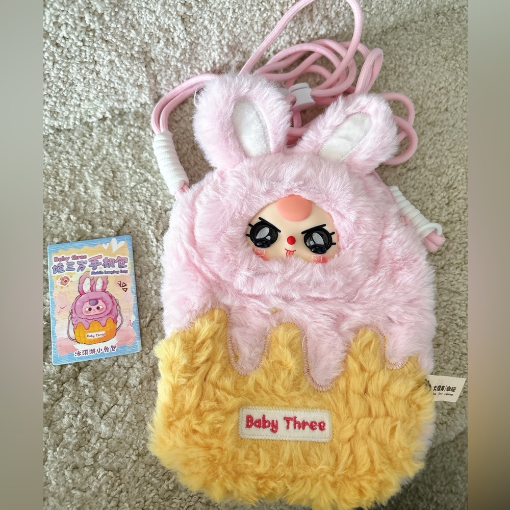 Baby three mobile cross bag Cute Pink and Yellow Bunny Plush Bag